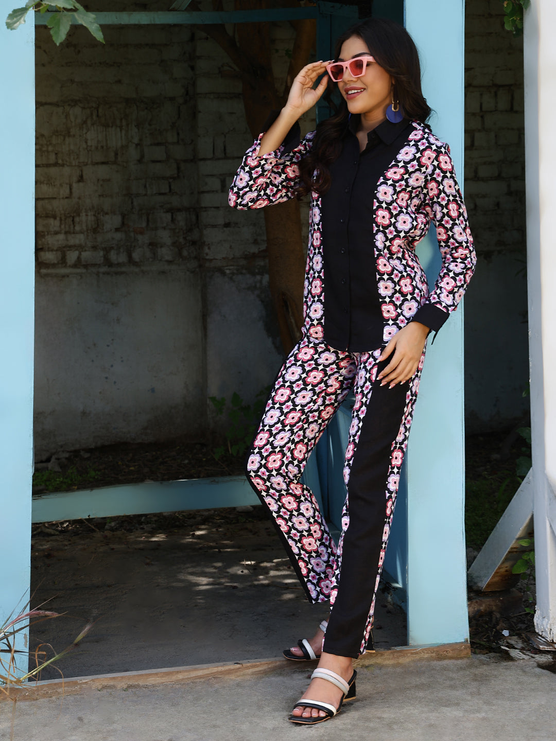 Blossom Noir Printed Rayon And Summer Jute Co-ords Set For Women