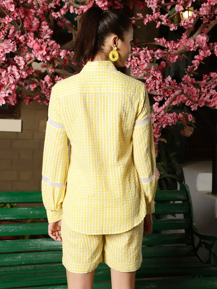Sunny Gingham Textured Cotton Co-ords Set For Women