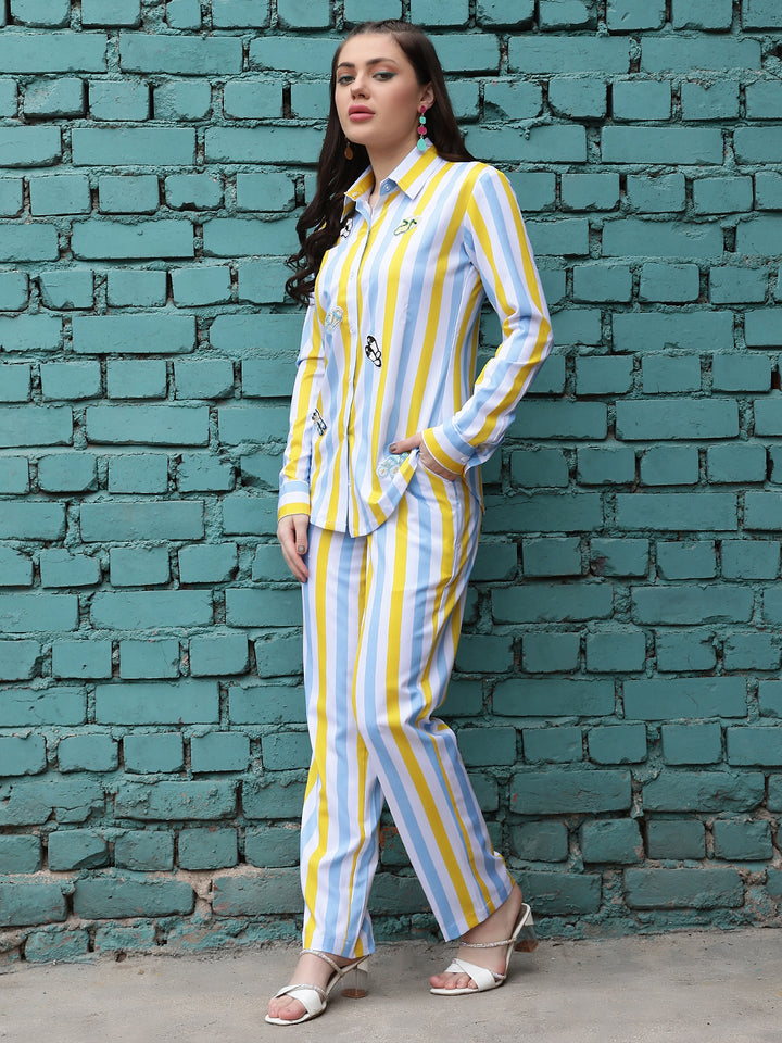 Nightwear Striped rayon Co-ords Set For Women