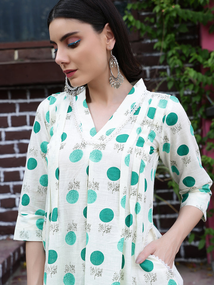 Mint Dot Delight Rayon Co-ords Set For Women