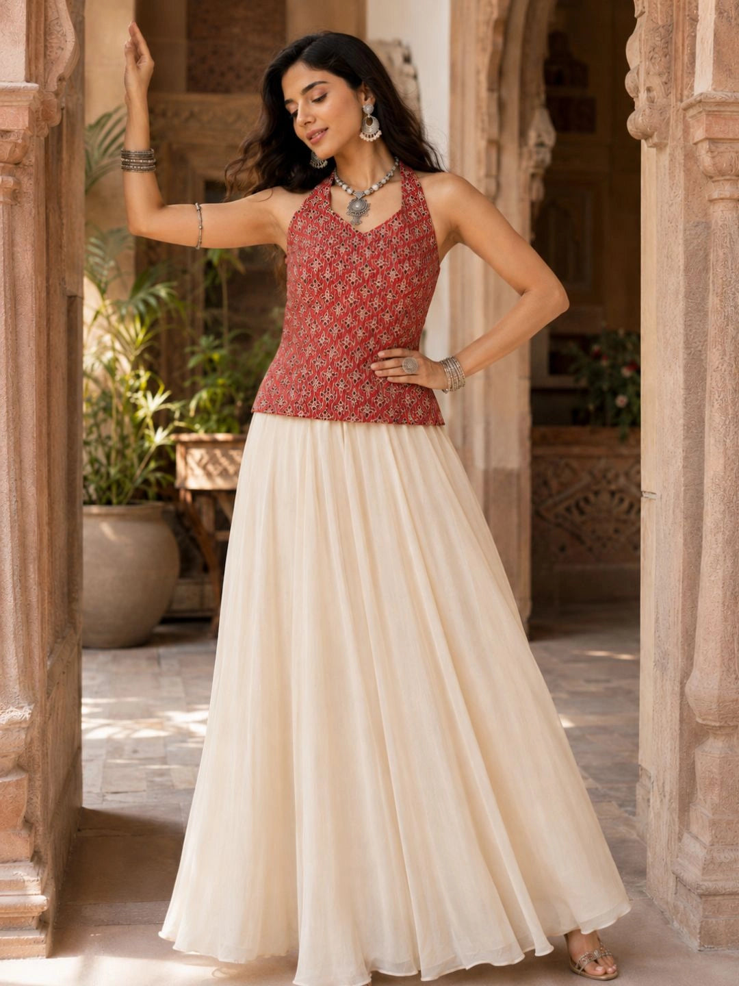 Maroon Grace Kantha Top