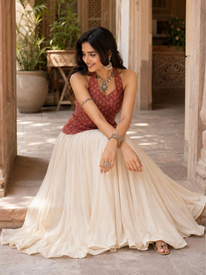 Maroon Grace Kantha Top