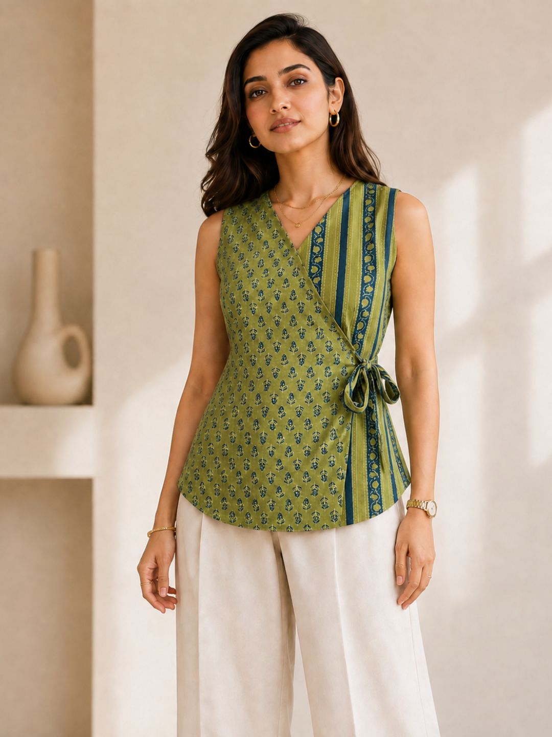 Olive wrap tunic