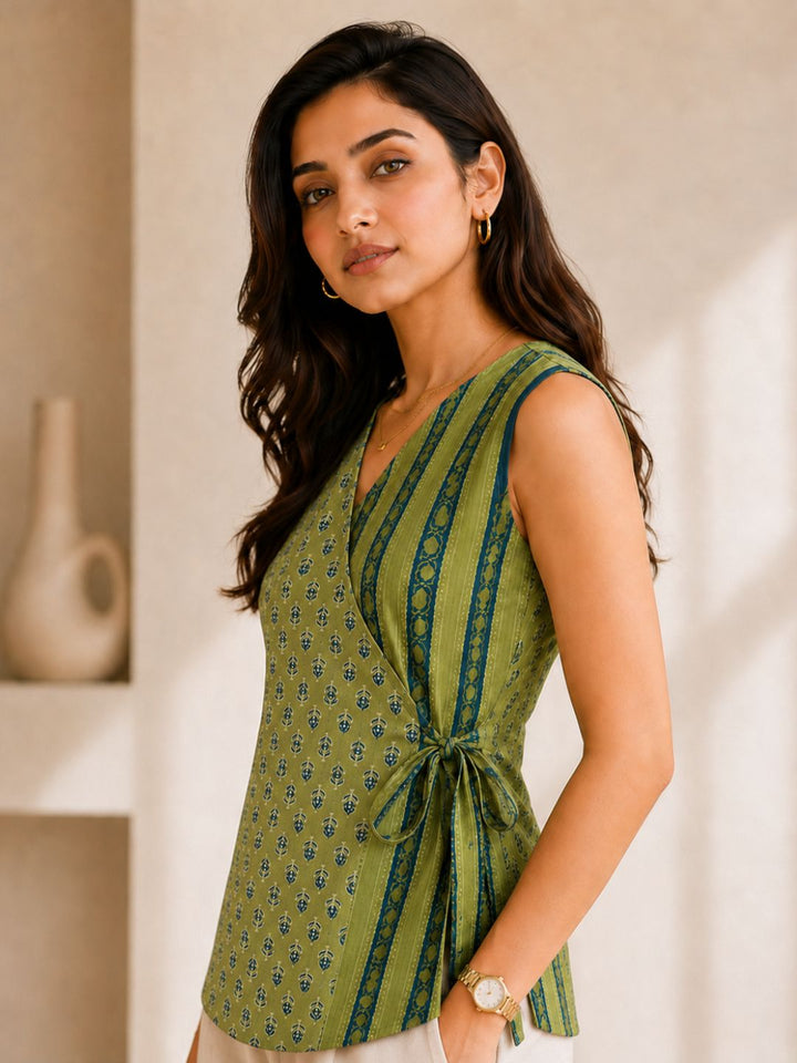 Olive wrap tunic