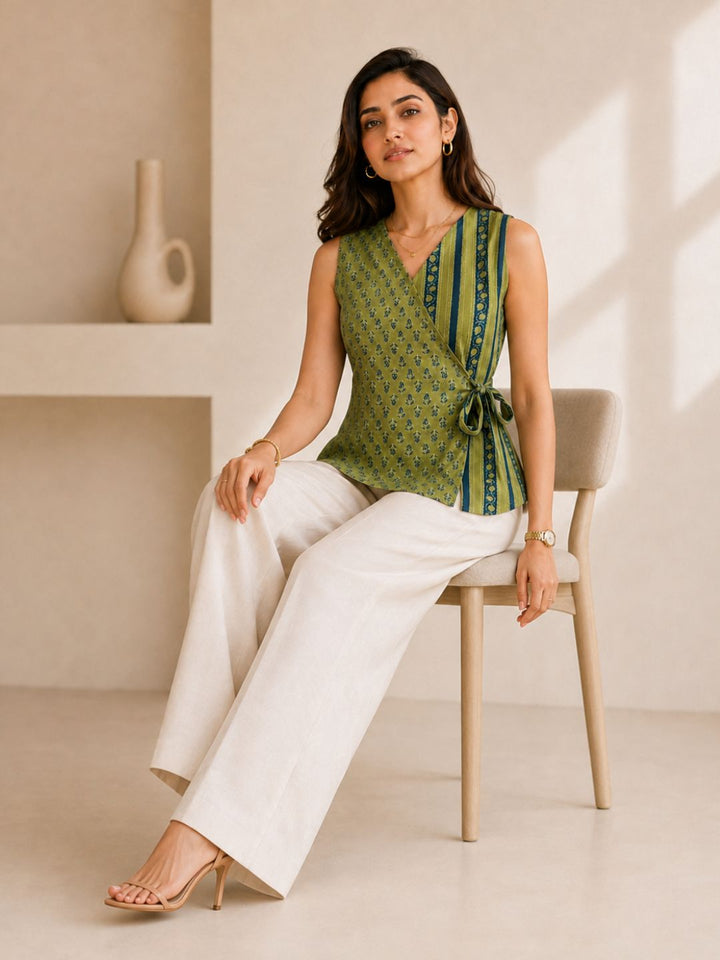 Olive wrap tunic