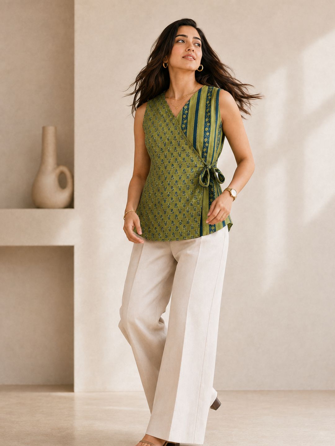 Olive wrap tunic