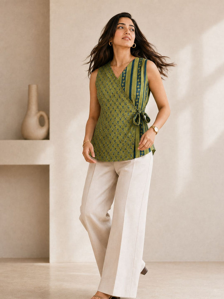 Olive wrap tunic