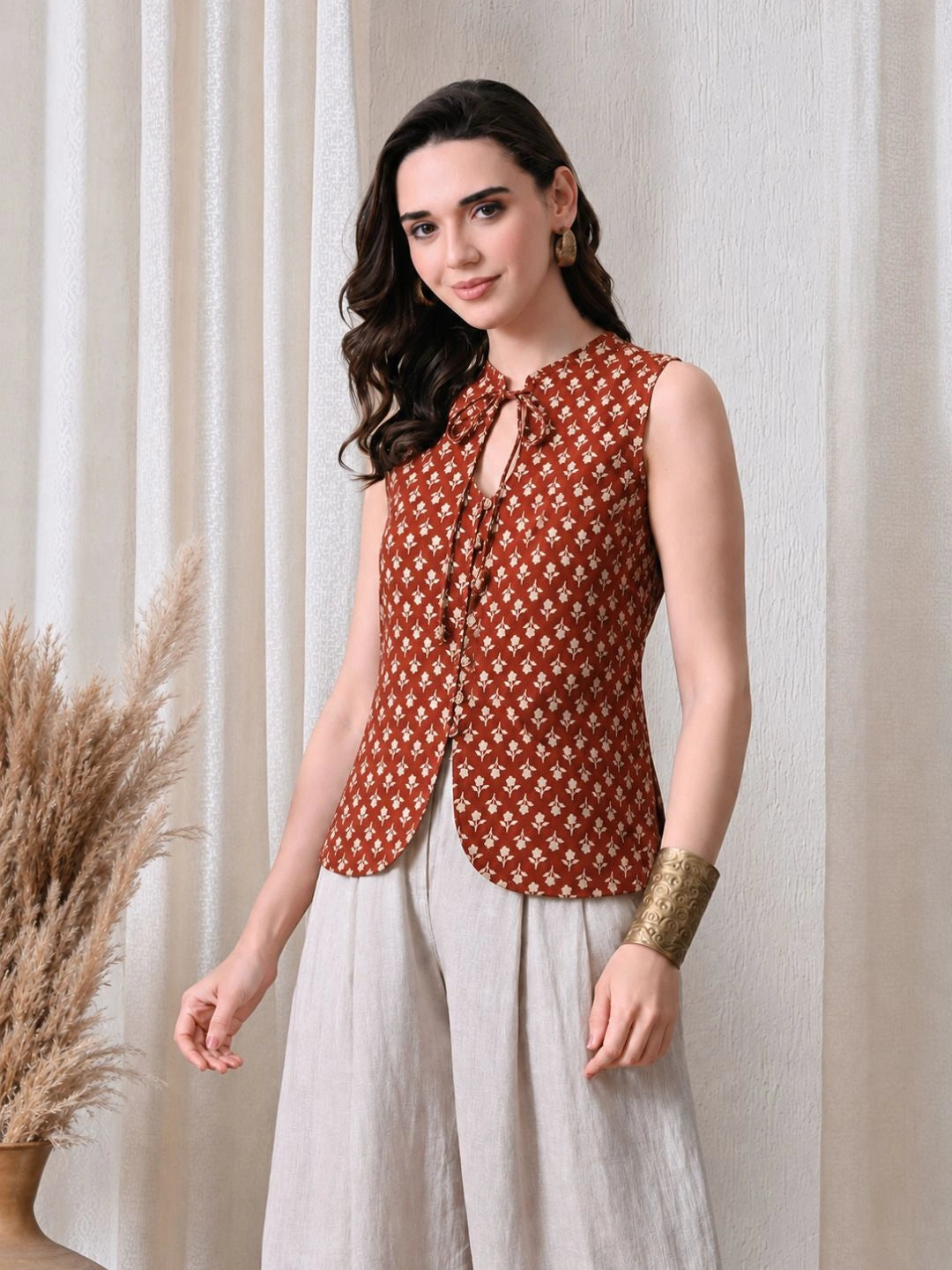 Mira Neck Tie-Up Top