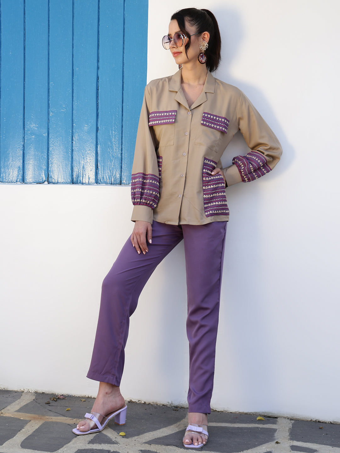 Purple Majesty Tunic Rayon Co-ords Set For Women
