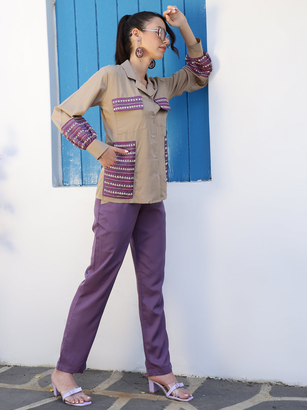 Purple Majesty Tunic Rayon Co-ords Set For Women