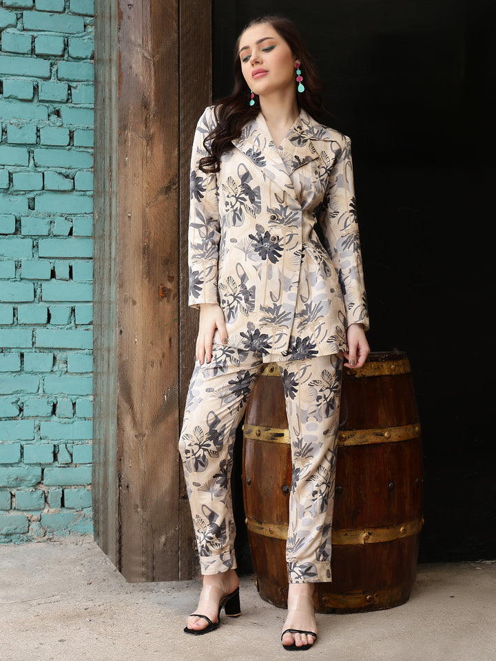 Printed Rayon Notched Collar Co-ord Set For Women