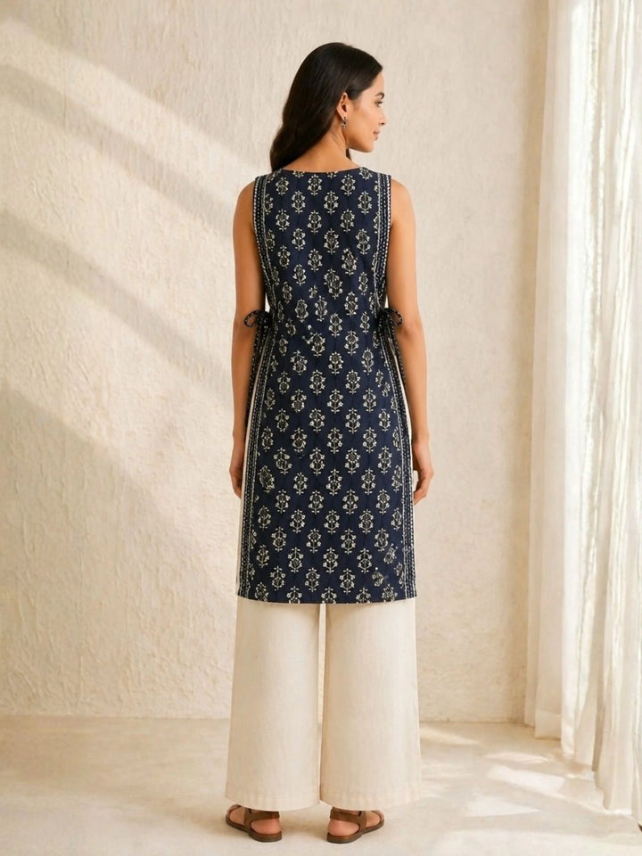 Neel Sash Tie Kurti
