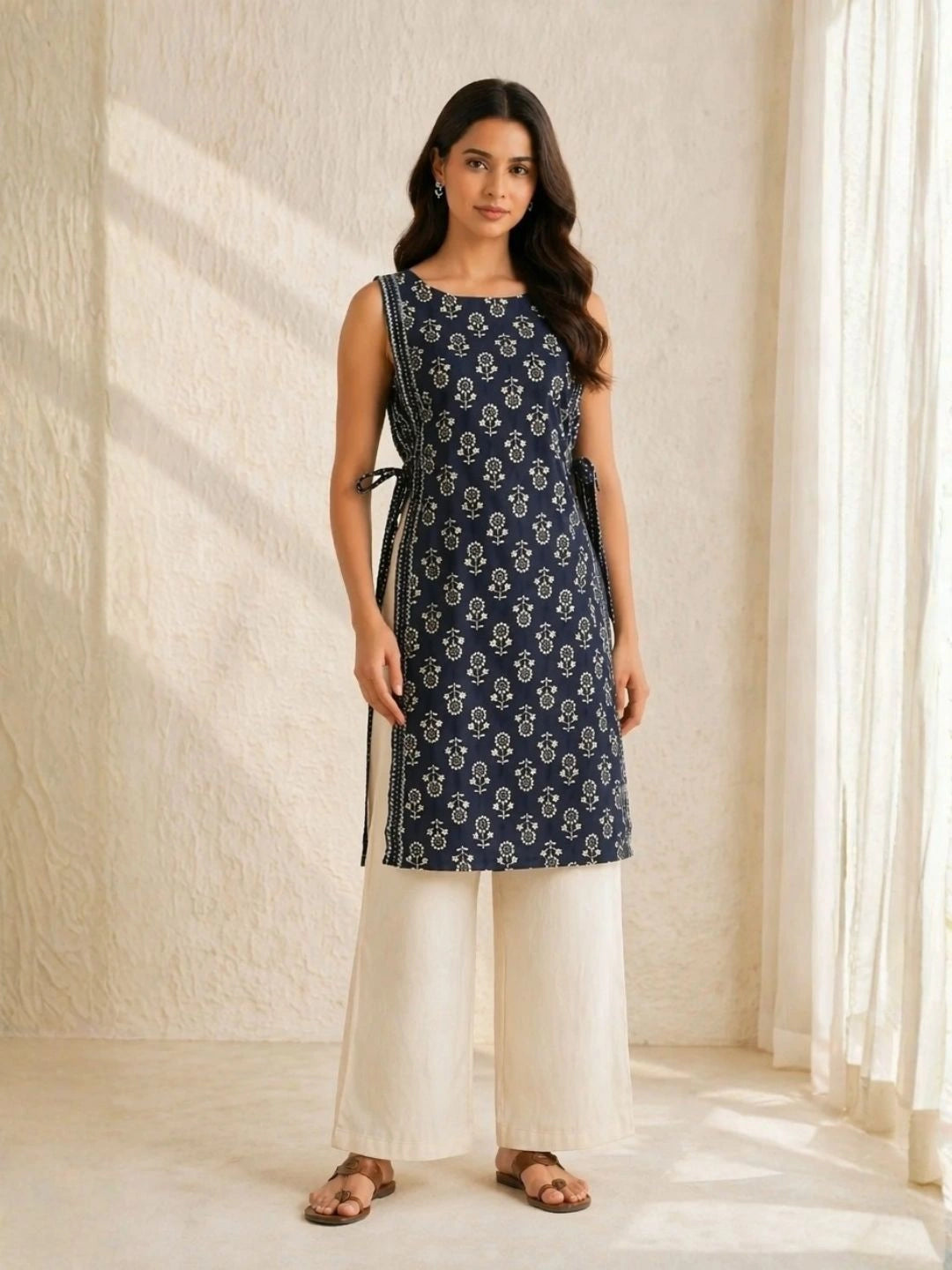 Neel Sash Tie Kurti