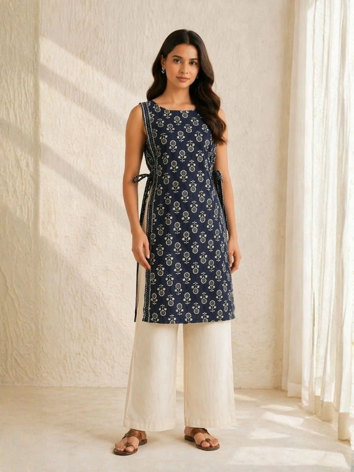 Neel Sash Tie Kurti
