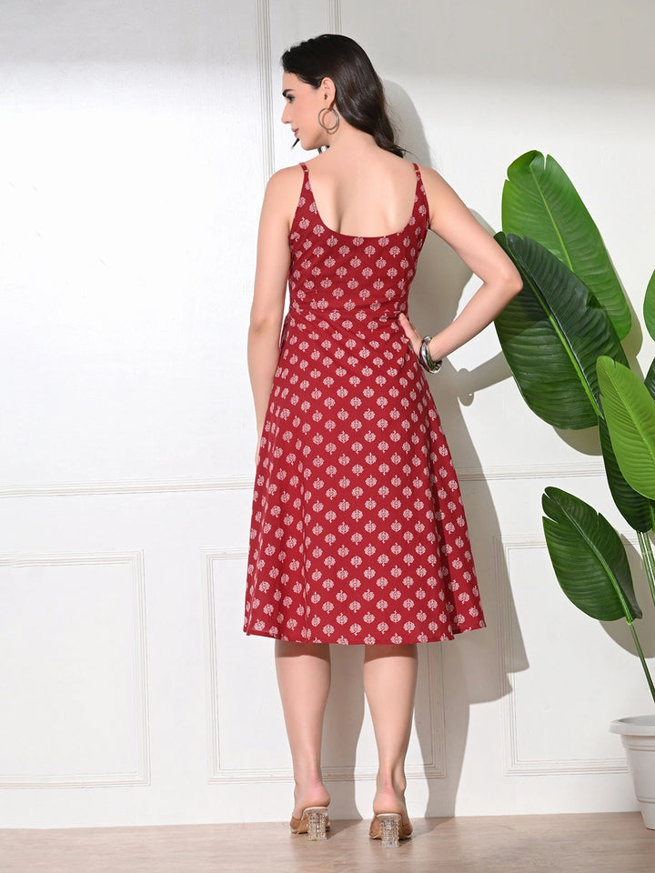 RUBY BLOOM FLARED DRESS