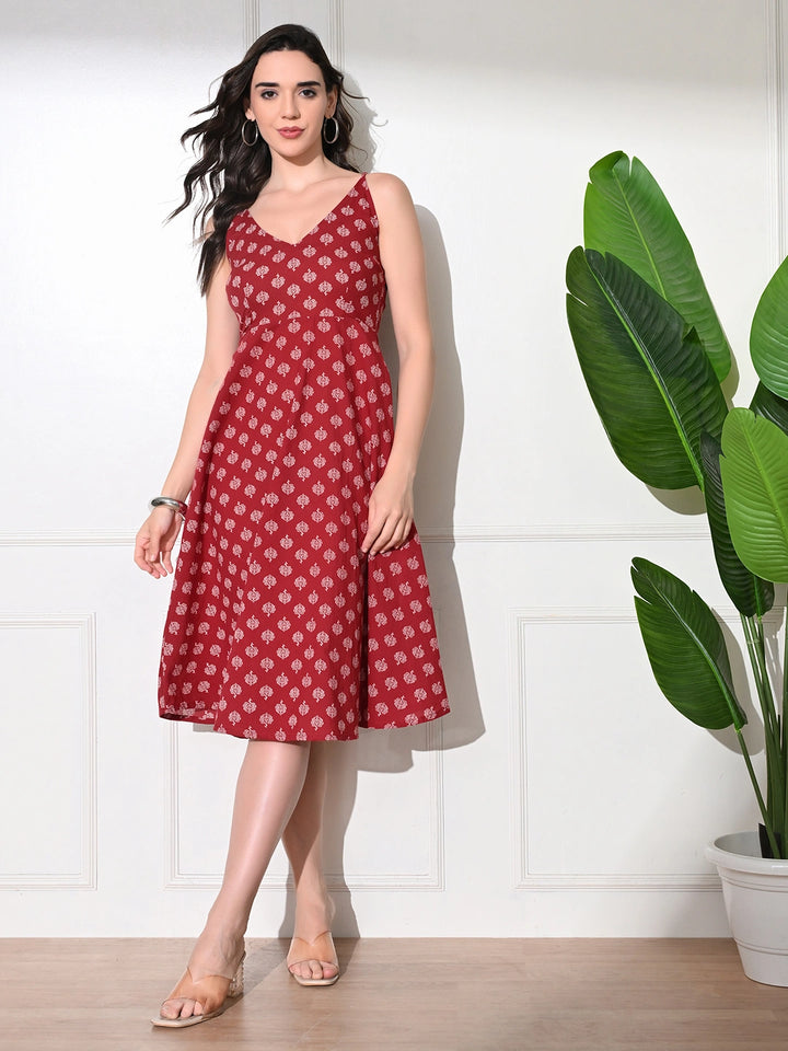 RUBY BLOOM FLARED DRESS