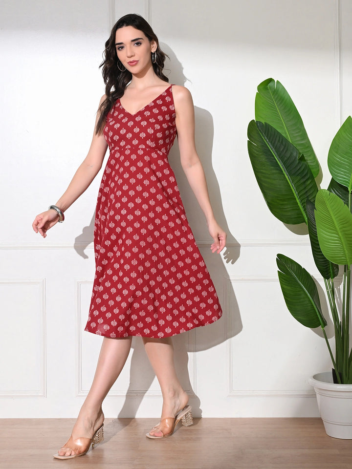 RUBY BLOOM FLARED DRESS