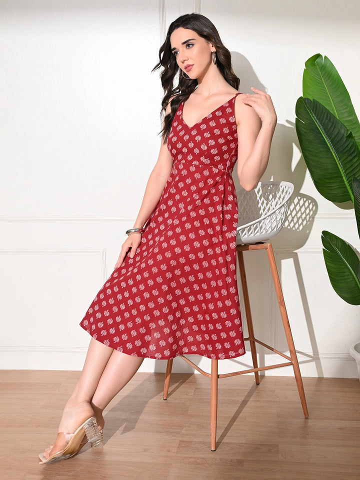 RUBY BLOOM FLARED DRESS