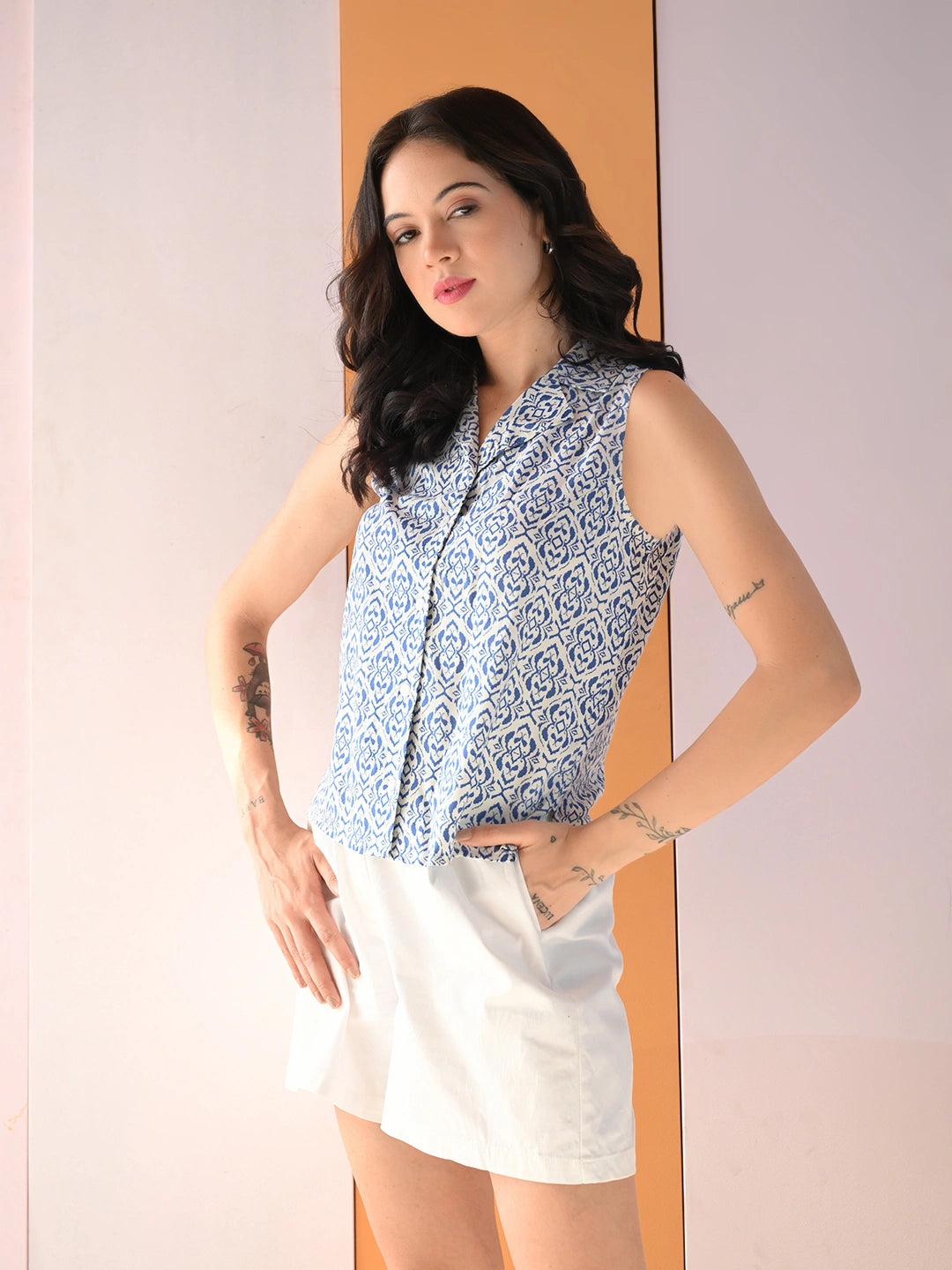 Ikat Illusion Notch Collar Shirt