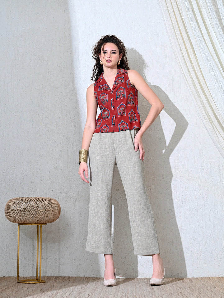 Dusk in Red Notch Collar Shirt