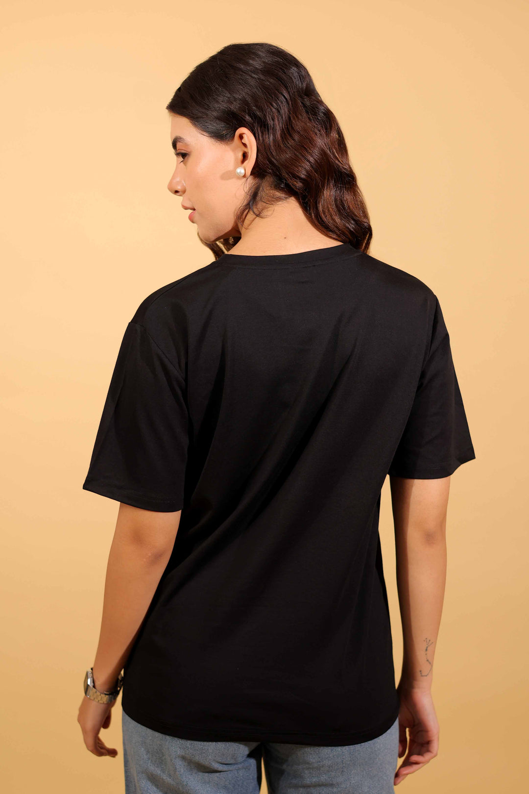 Midnight Black Round Neck Loose Fit T-Shirt