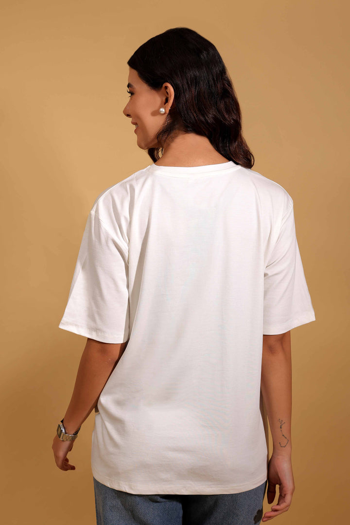 Classic White Round Neck Loose Fit T-Shirt