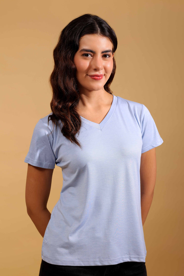 Skyline Blue V Neck T-Shirt