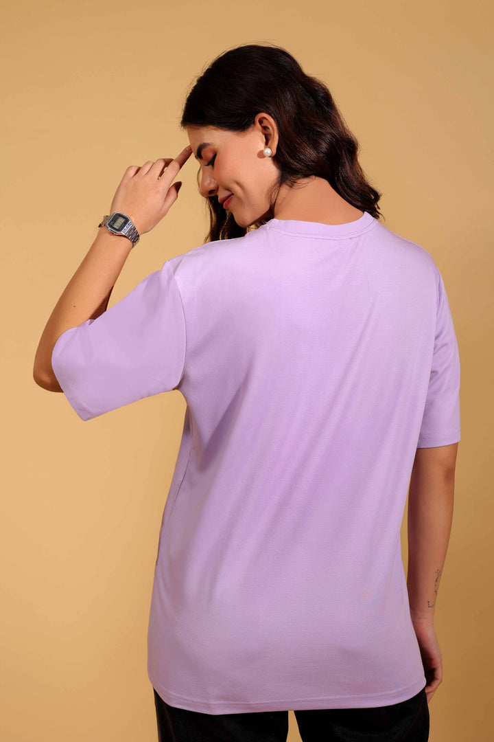 Purple Petal Round Neck Loose Fit T-Shirt