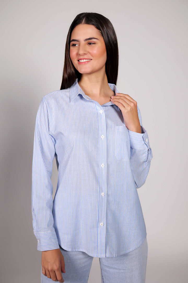 Striped Blue Regular Fit Shirt