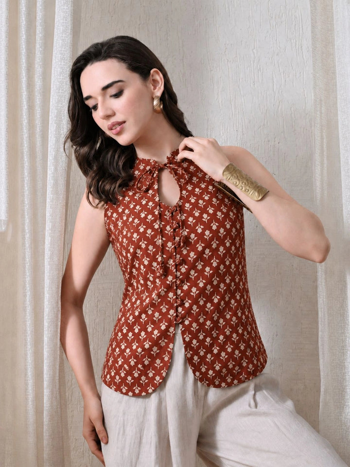 Mira Neck Tie-Up Top