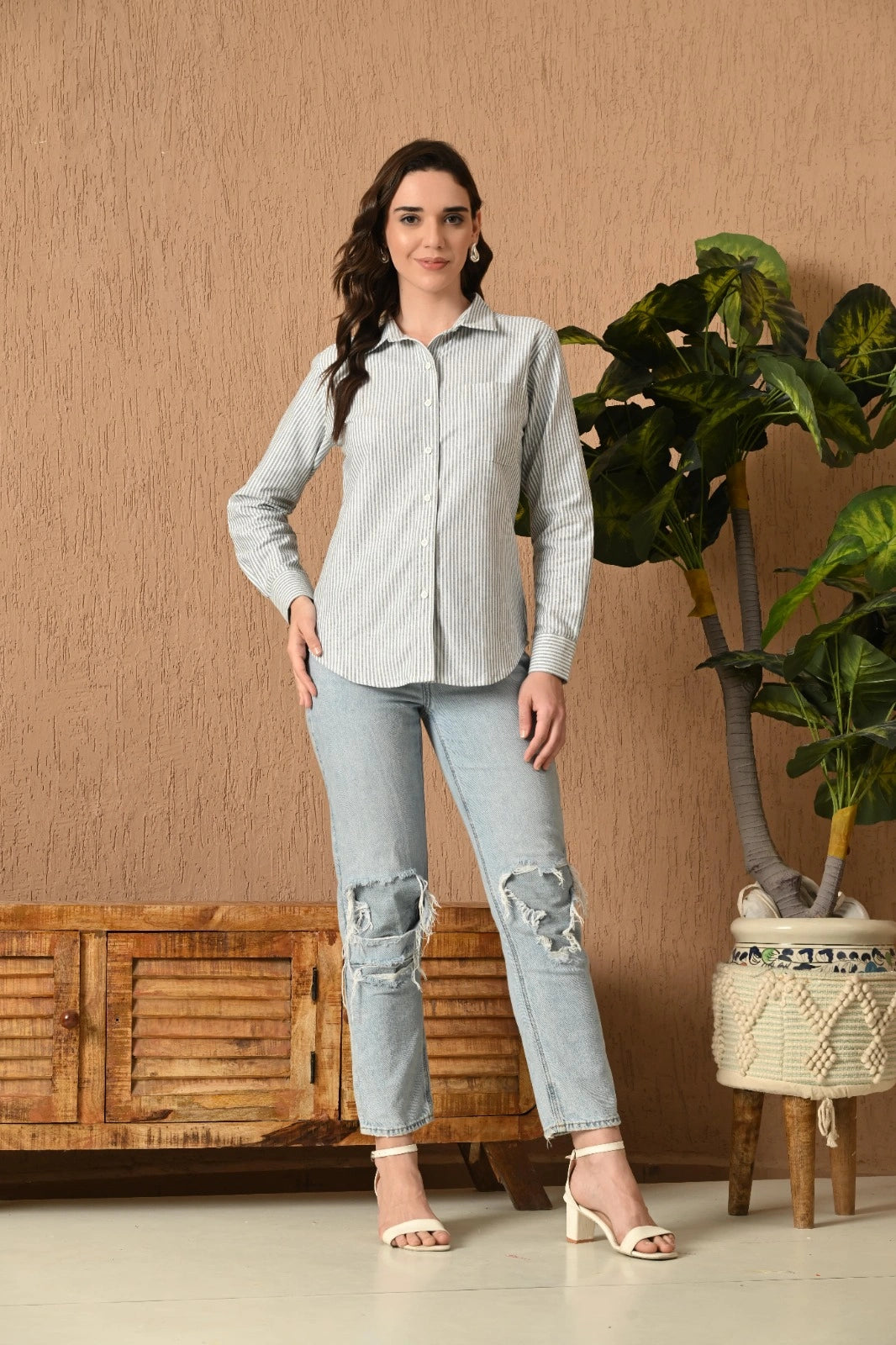 Grey Grace Striped Shirt