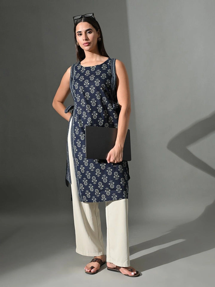 Neel Sash Tie Kurti